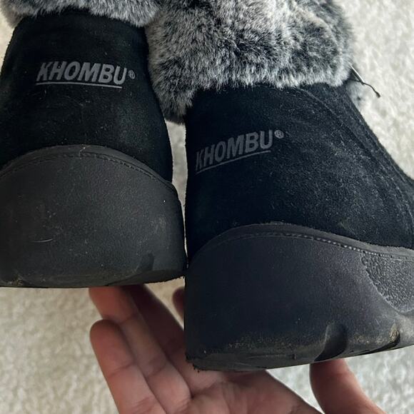 Khombu Black/Gray Fur Boots Size 9 - Picture 4 of 5